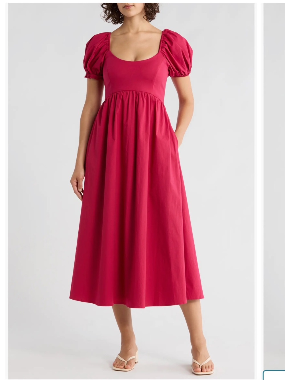 Hutch Fuchsia Puff-Sleeve Midi Dress